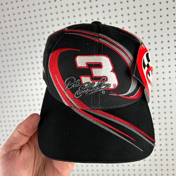 Dale Earnhardt NWT Strapback Hat Cap Black Red Nascar Racing #3 Deadstock Swirl - Picture 1 of 7